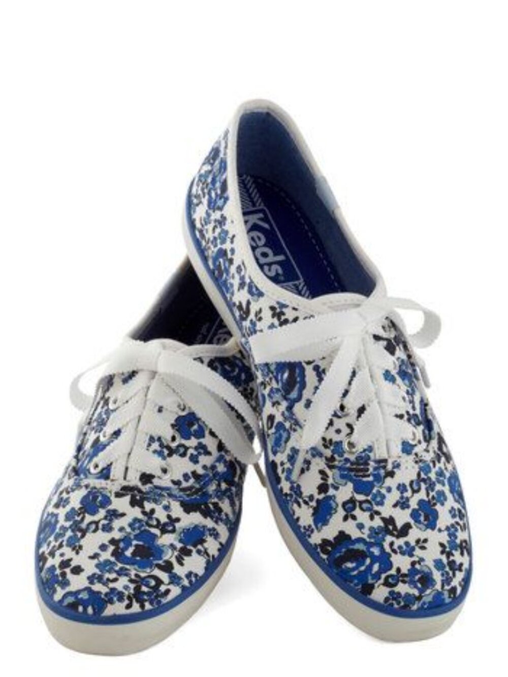 Keds Blue and White Floral Champion Sneakers - Picture 3 of 10